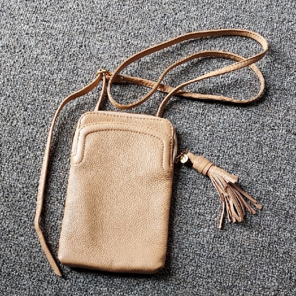 HOBO Nila Tan Crossbody Bag with Tassel Accent